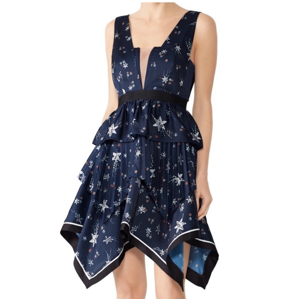 Self-Portrait Star Print Flare Handkerchief Dress